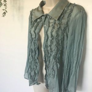 Vintage Sheer long sleeve iridescent blouse